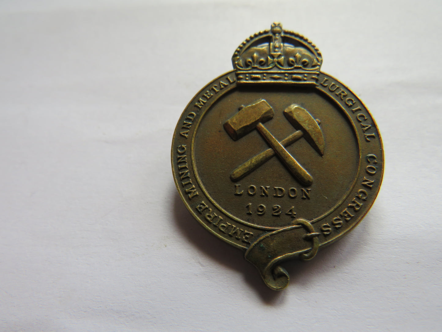 Empire Mining and Metal Lurgical Congress London 1924 Badge