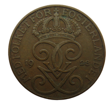 Load image into Gallery viewer, 1928 Sweden 5 Ore Coin
