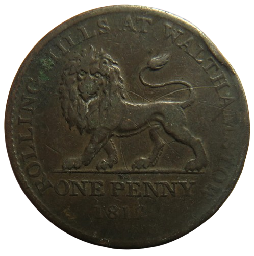 1812 One Penny Token Rolling Mills At Walthamstow / Smelting Works At Landore British Copper Company