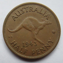 Load image into Gallery viewer, 1943 King George VI Australia Halfpenny Coin
