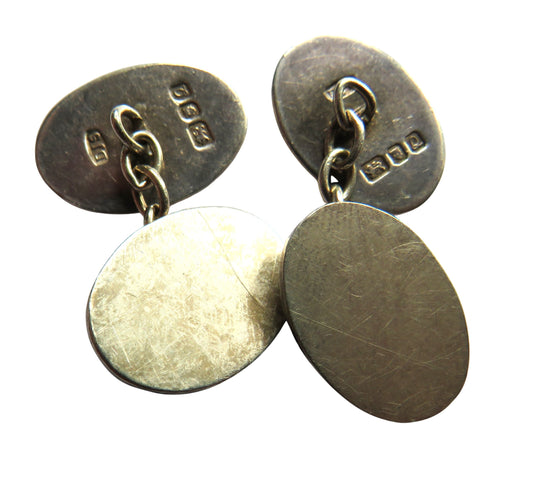 Pair of Vintage Men's Sterling Silver Cufflinks Hallmarked London 1990
