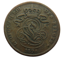 Load image into Gallery viewer, 1870 Belgium 2 Centimes Coin
