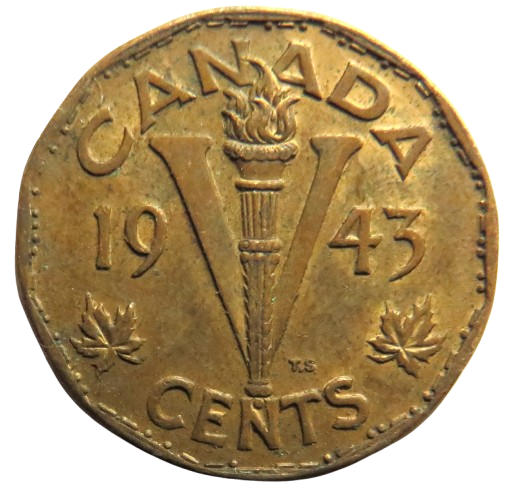 1943 King George VI Canada 5 Cents Coin