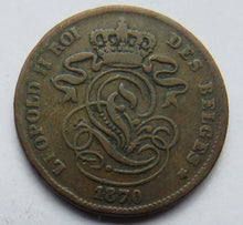 Load image into Gallery viewer, 1870 Belgium 2 Centimes Coin
