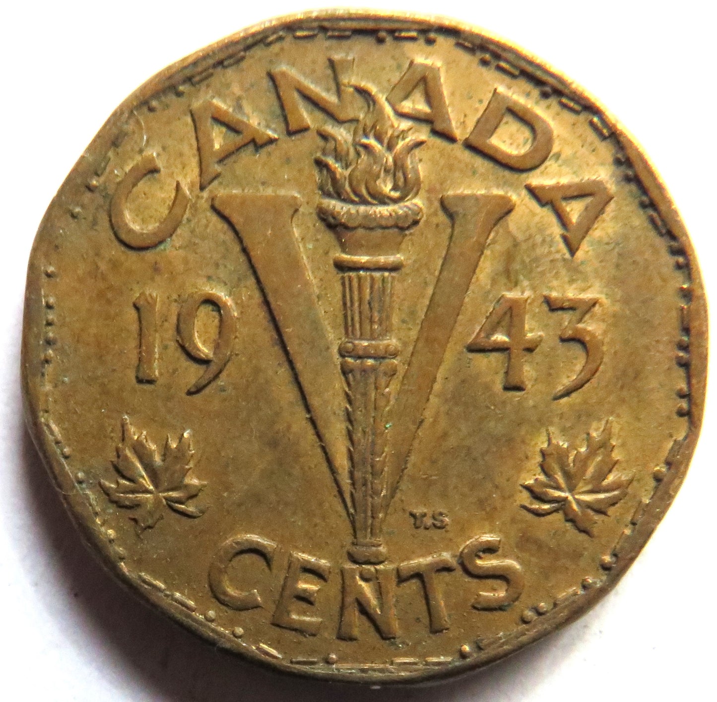 1943 King George VI Canada 5 Cents Coin