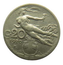 Load image into Gallery viewer, 1920 Italy 20 Centesimi Coin
