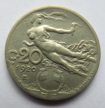 Load image into Gallery viewer, 1920 Italy 20 Centesimi Coin
