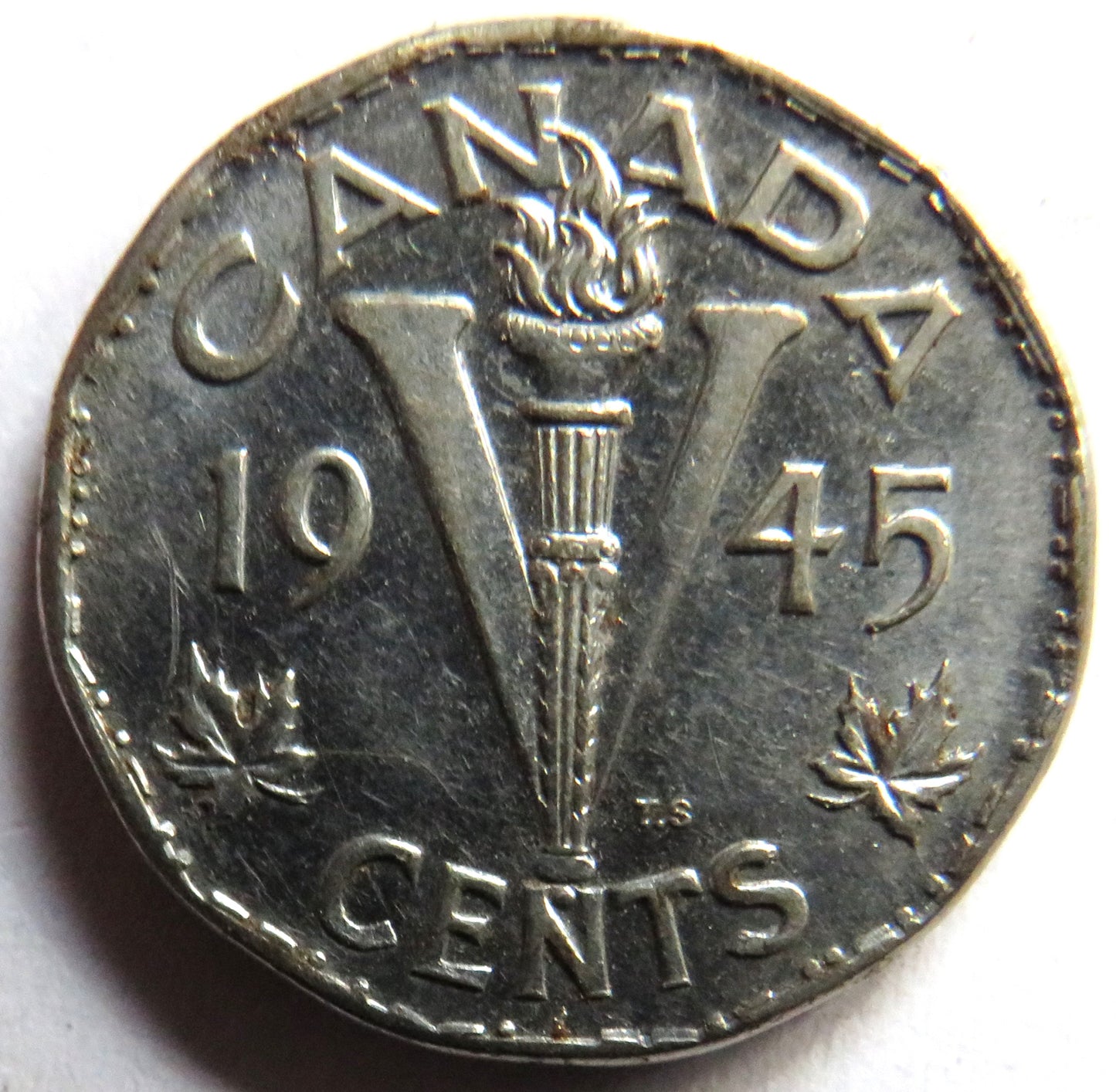1945 King George VI Canada 5 Cents Coin