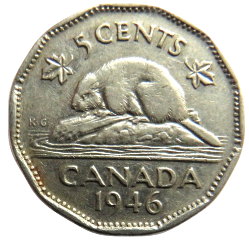 1946 King George VI Canada 5 Cents Coin