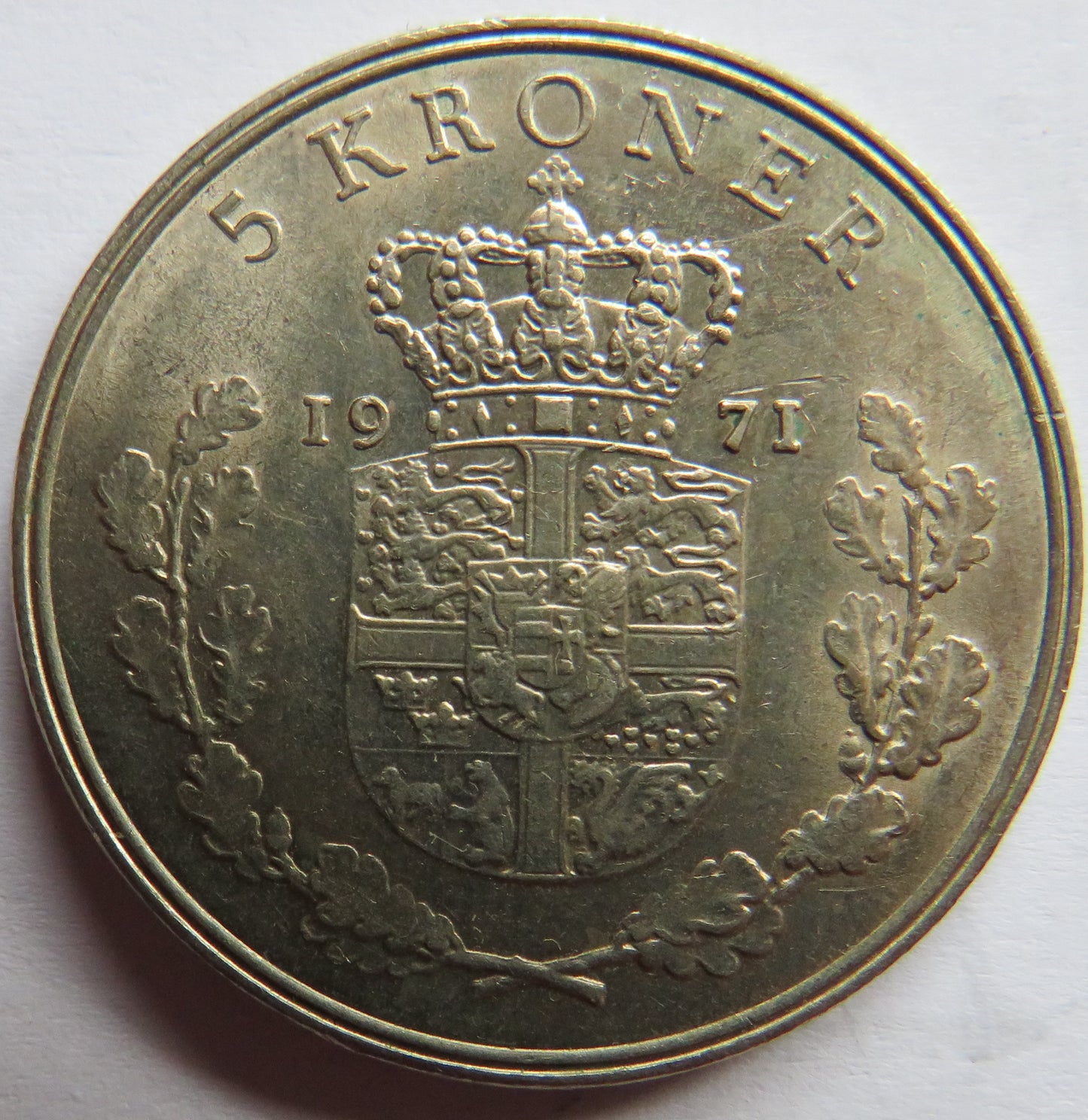 1971 Denmark 5 Kroner Coin