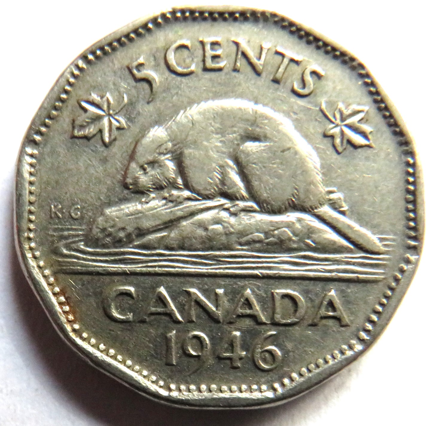 1946 King George VI Canada 5 Cents Coin