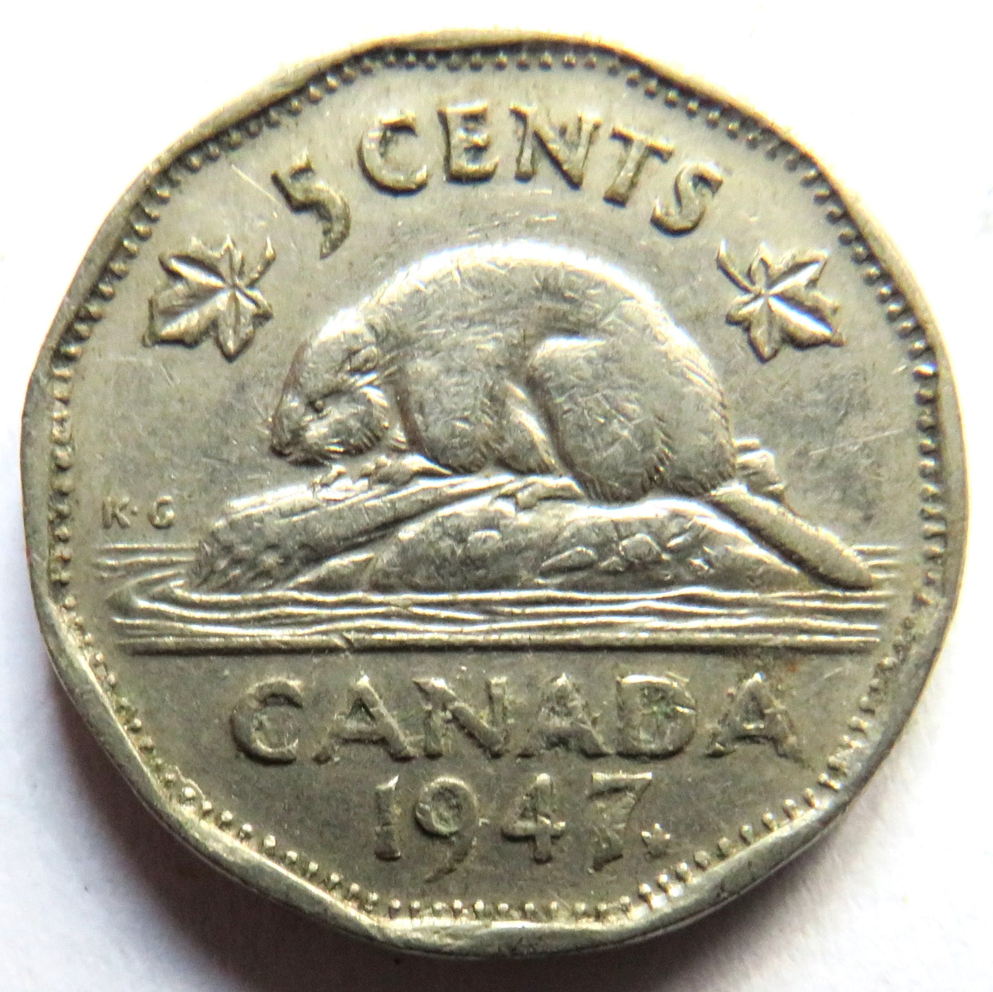 1947 King George VI Canada 5 Cents Coin