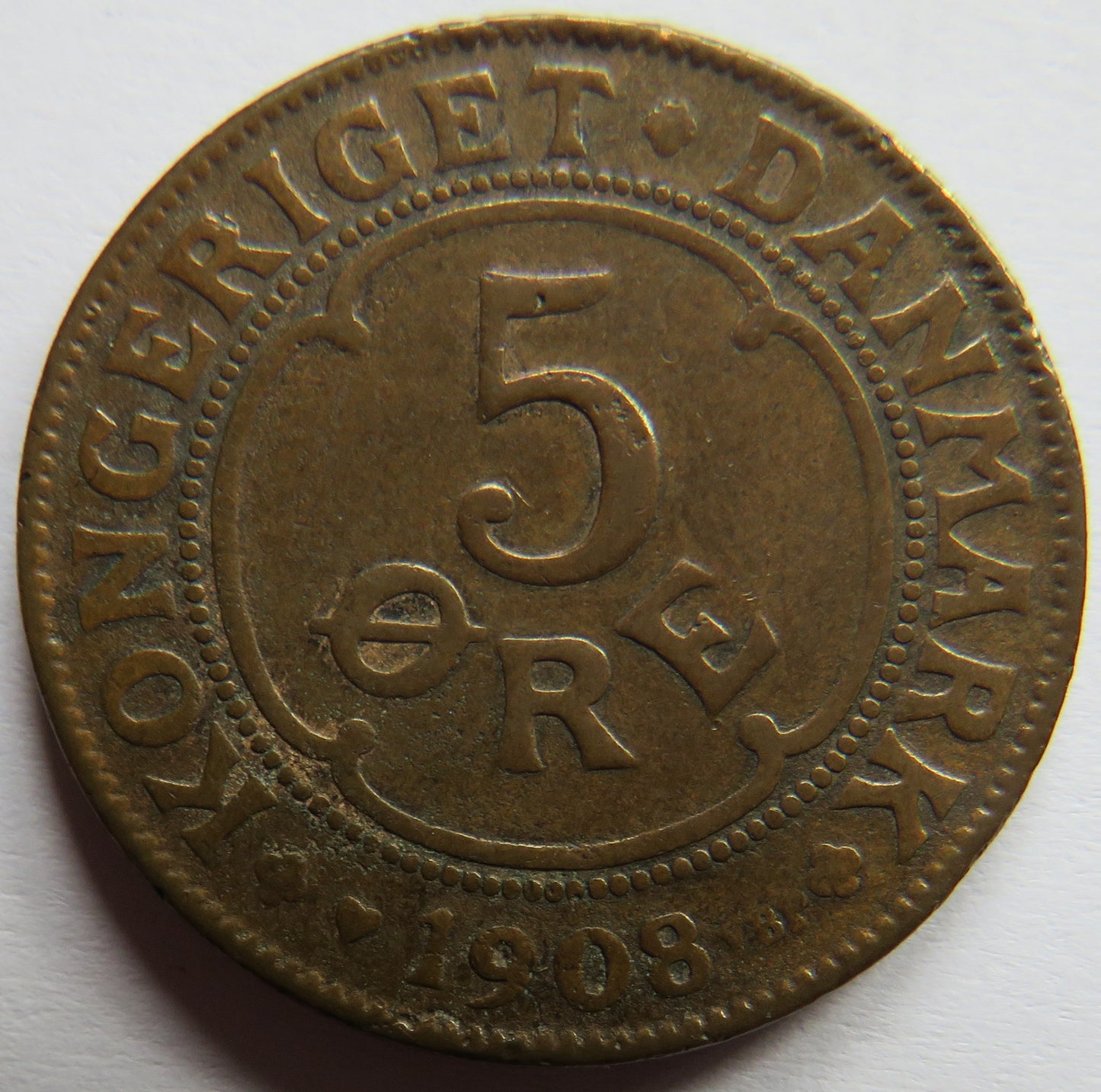 1908 Denmark 5 Ore / Øre Coin