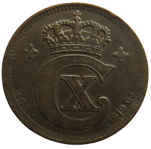 1919 Denmark 5 Ore / Øre Coin - Christian X