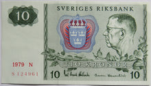 Load image into Gallery viewer, 1979 Sweden 10 Kronor Banknote
