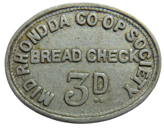 Mid-Rhondda Co-operative Society Bread Check 3d Token
