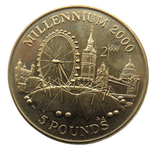 Load image into Gallery viewer, 1998 Gibraltar £5 Coin - Millennium 2000
