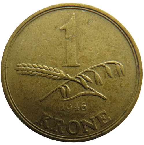 1946 Denmark One Krone Coin