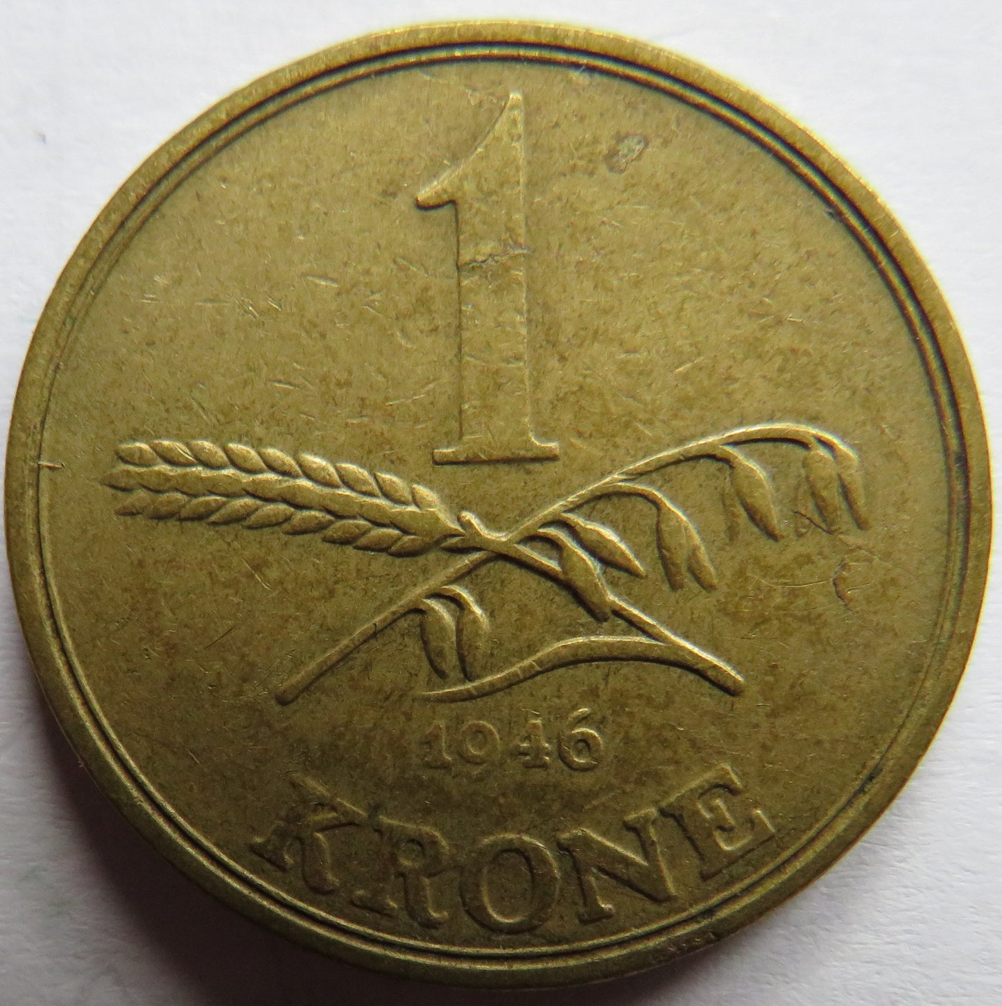 1946 Denmark One Krone Coin