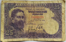 Load image into Gallery viewer, 1954 Spain 25 Pesetas Banknote
