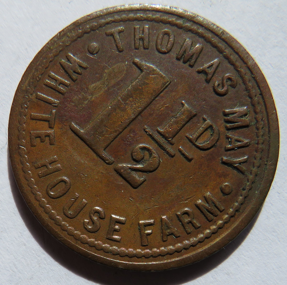 Thomas May Woodham Walter 1 & 1/2d Token