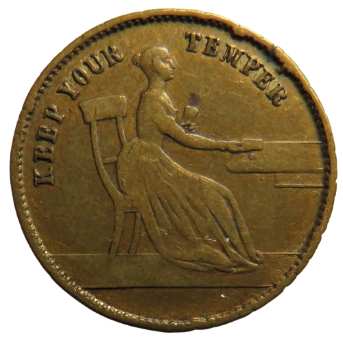 1840 "Keep Your Temper" Queen Victoria Gaming Token Whist