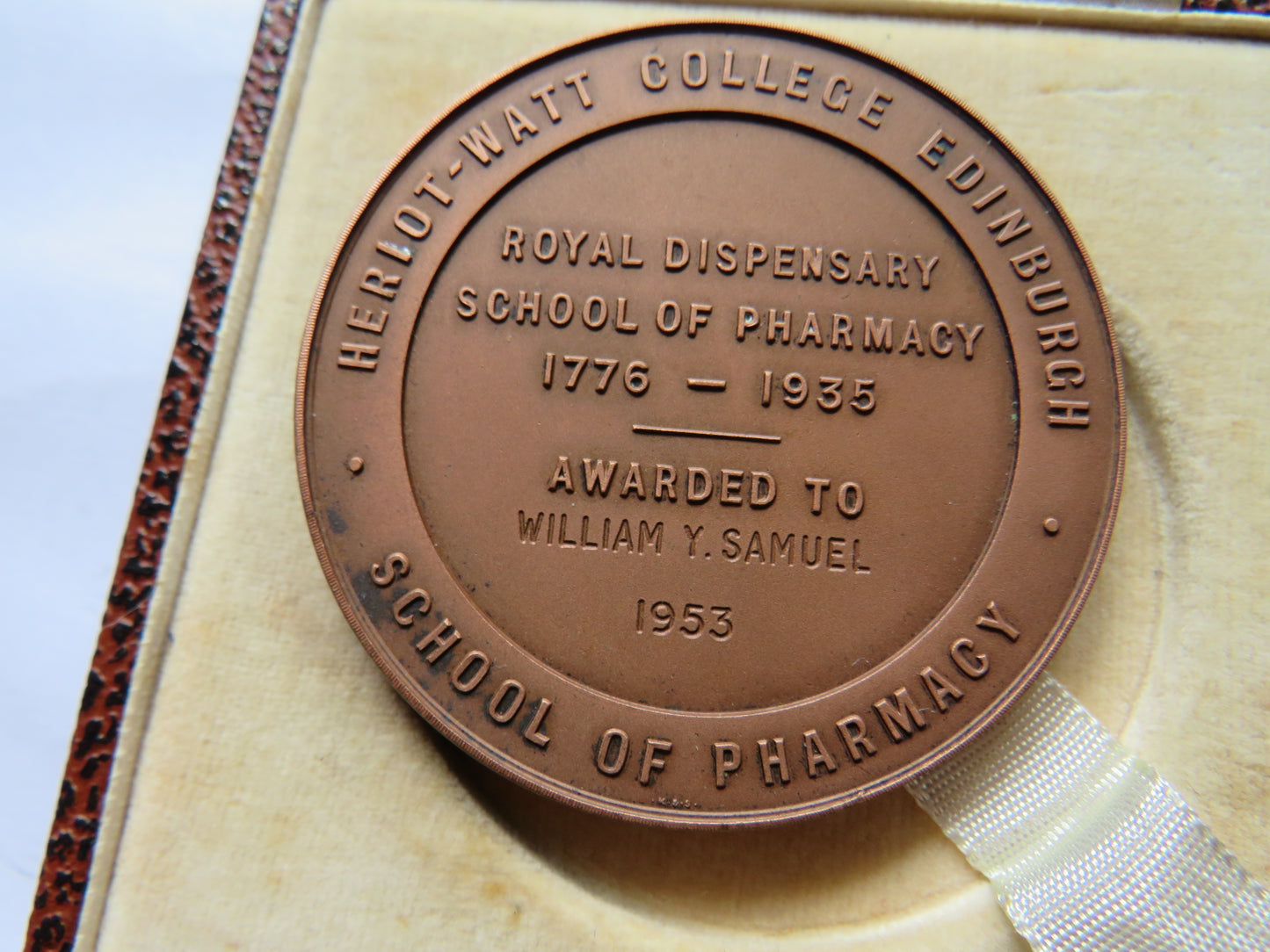 Heriot-Watt College Edinburgh School of Pharmacy 1953 Medal