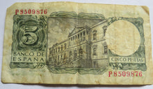 Load image into Gallery viewer, 1954 Spain 5 Pesetas Banknote
