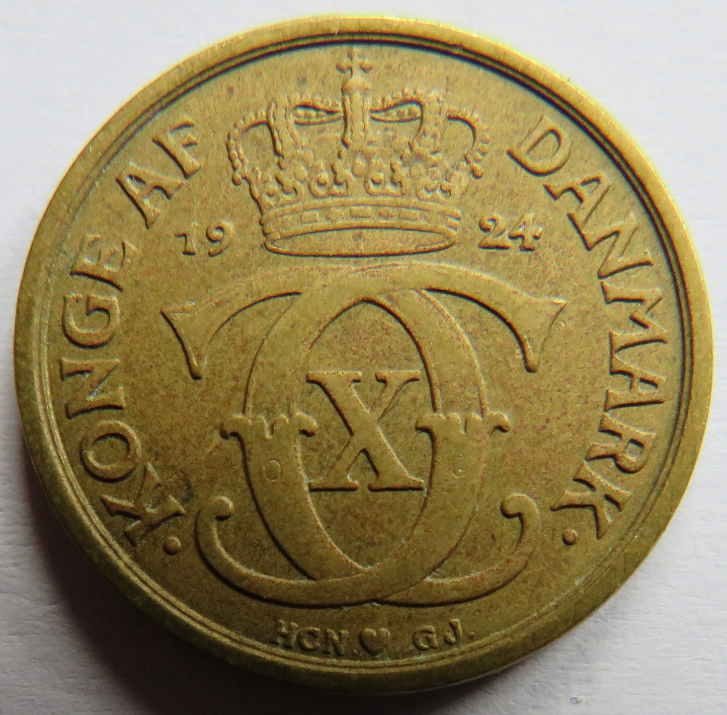 1924 Denmark 1/2 Krone Coin