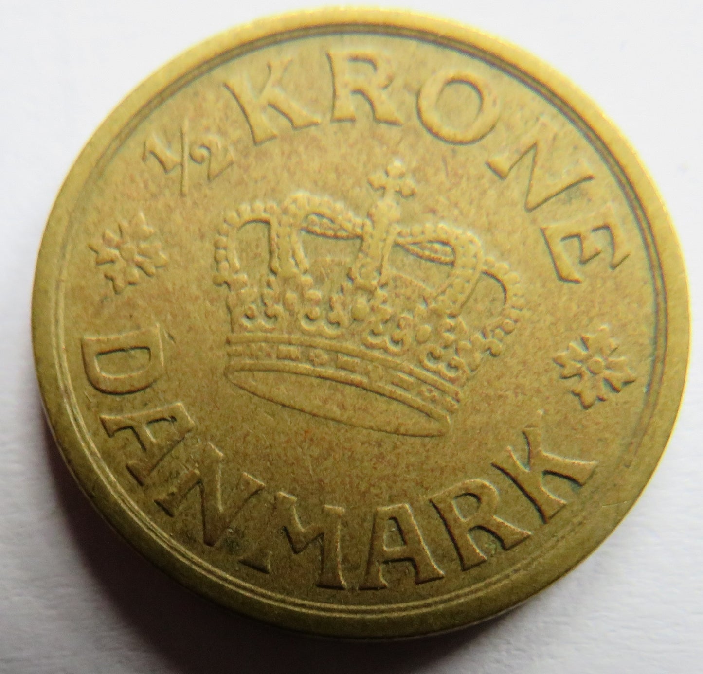 1924 Denmark 1/2 Krone Coin