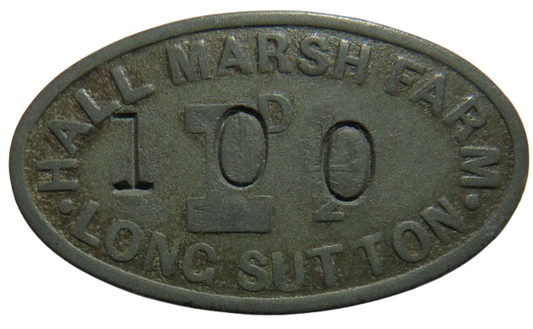 Hall Marsh Farm Long Sutton 1d / 100 Vintage Token