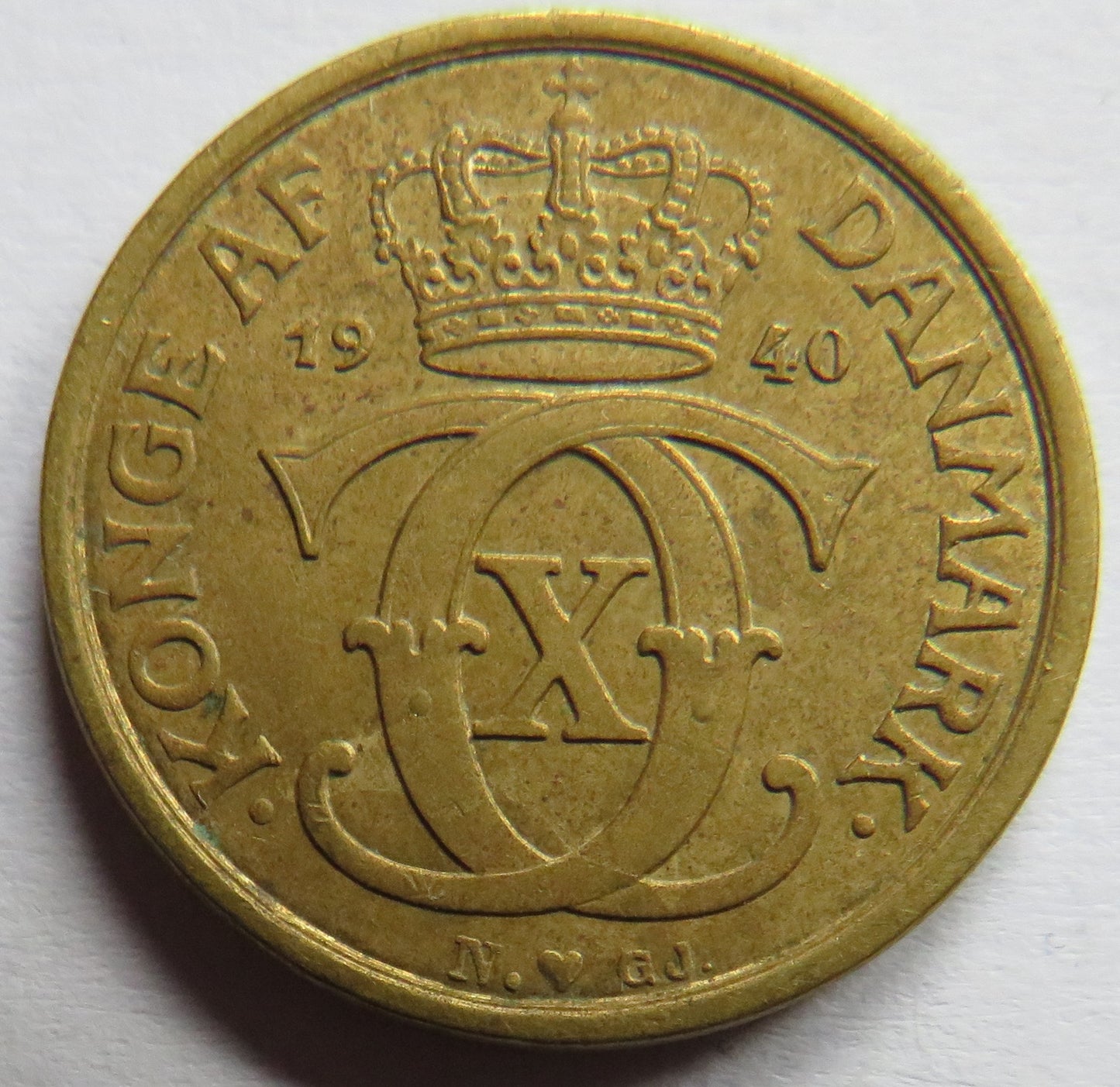 1940 Denmark 1/2 Krone Coin