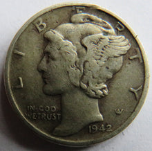 Load image into Gallery viewer, 1942 USA Silver Mercury Dime Coin
