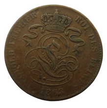 Load image into Gallery viewer, 1863 Belgium 2 Centimes Coin
