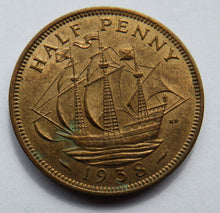 Load image into Gallery viewer, 1938 King George VI Halfpenny Coin Higher Grade
