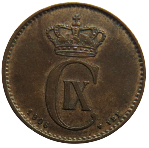 1906 Denmark 2 Ore Coin In Higher Grade
