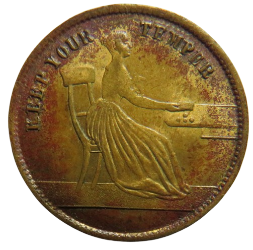 1840 "Keep Your Temper" Queen Victoria Gaming Token Whist