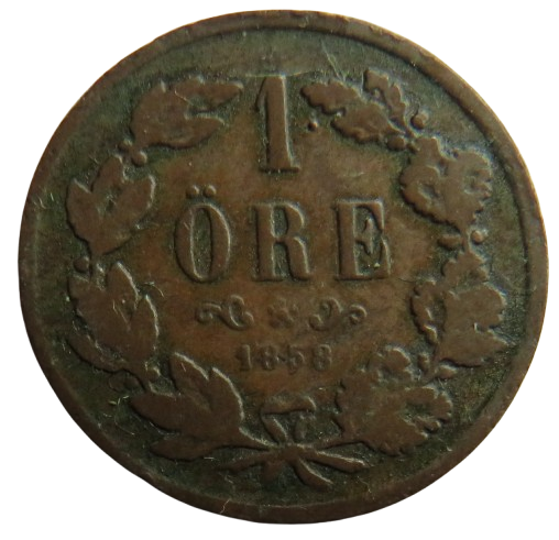 1858 Sweden One Ore Coin