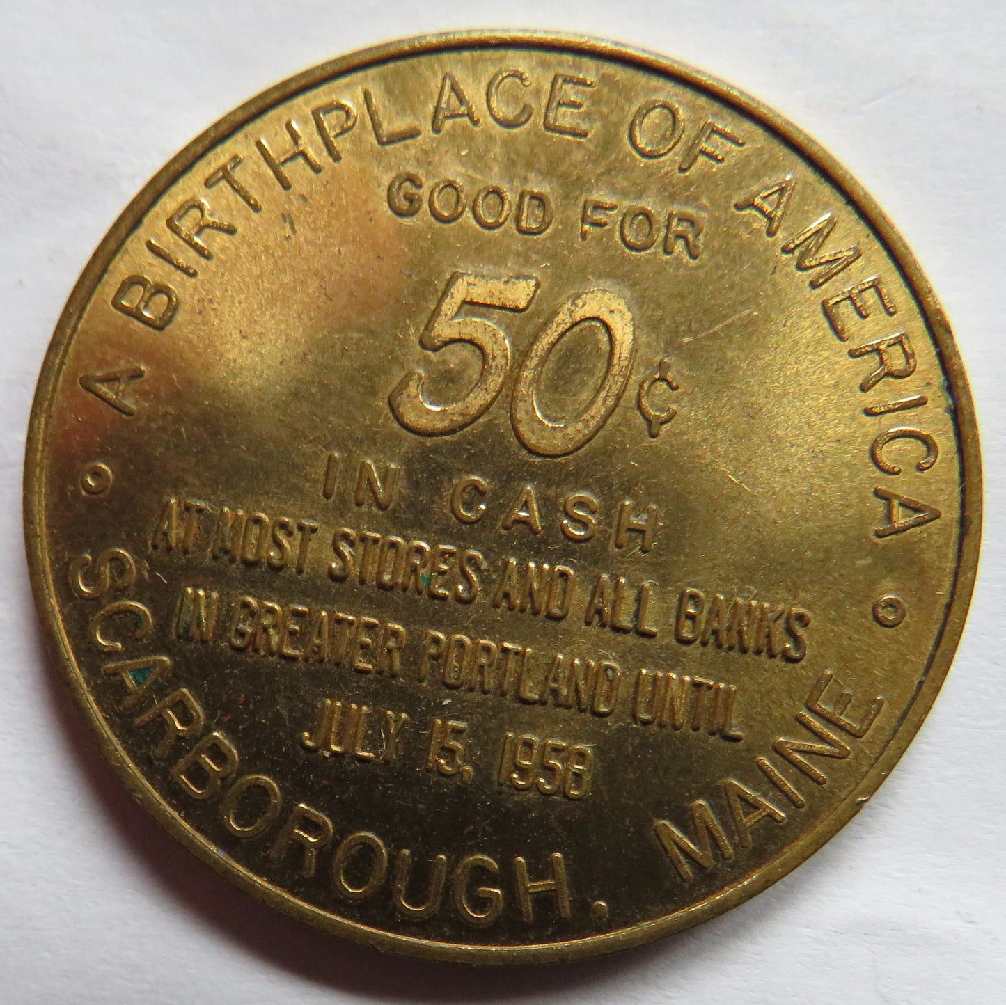 1658-1958 Scarborough Maine Tricentennial 50 Cents Token