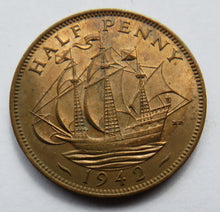 Load image into Gallery viewer, 1942 King George VI Halfpenny Coin Higher Grade
