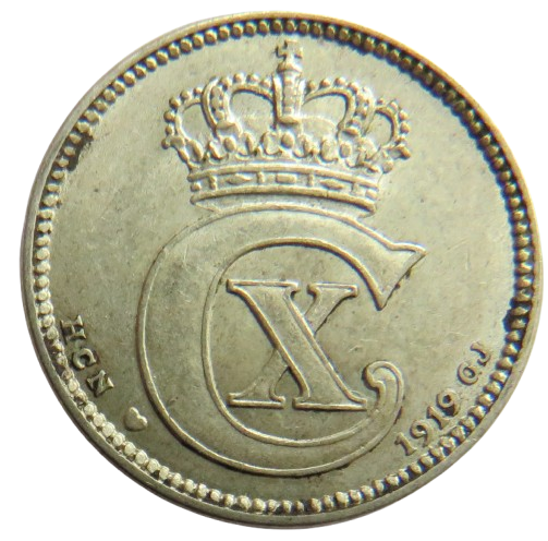 1919 Denmark Silver 25 Ore / Øre coin