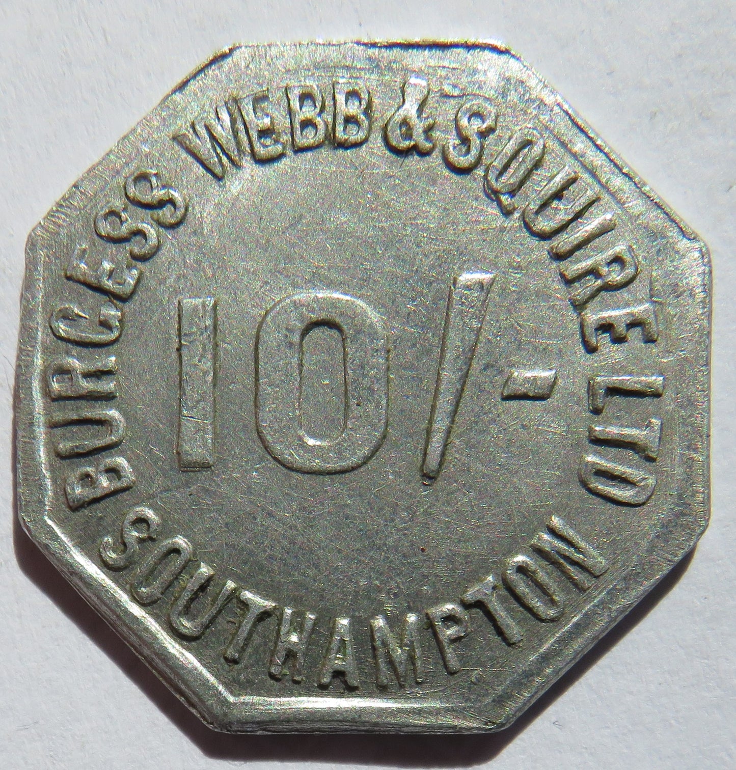 Burgess Webb & Squire Ltd Southampton 10/- Token