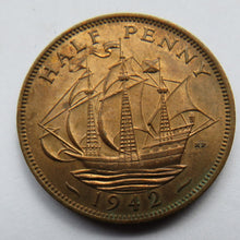 Load image into Gallery viewer, 1942 King George VI Halfpenny Coin Higher Grade
