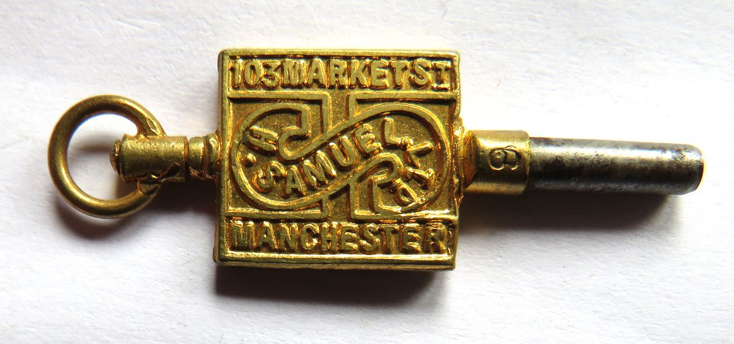 Antique Advertising Pocket Watch Key "H. Samuel Manchester"