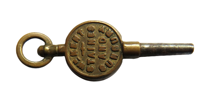 Antique Advertising Pocket Watch Key "WM Kent Stains and Sunbury