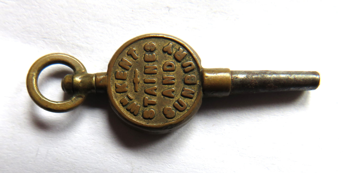 Antique Advertising Pocket Watch Key "WM Kent Stains and Sunbury