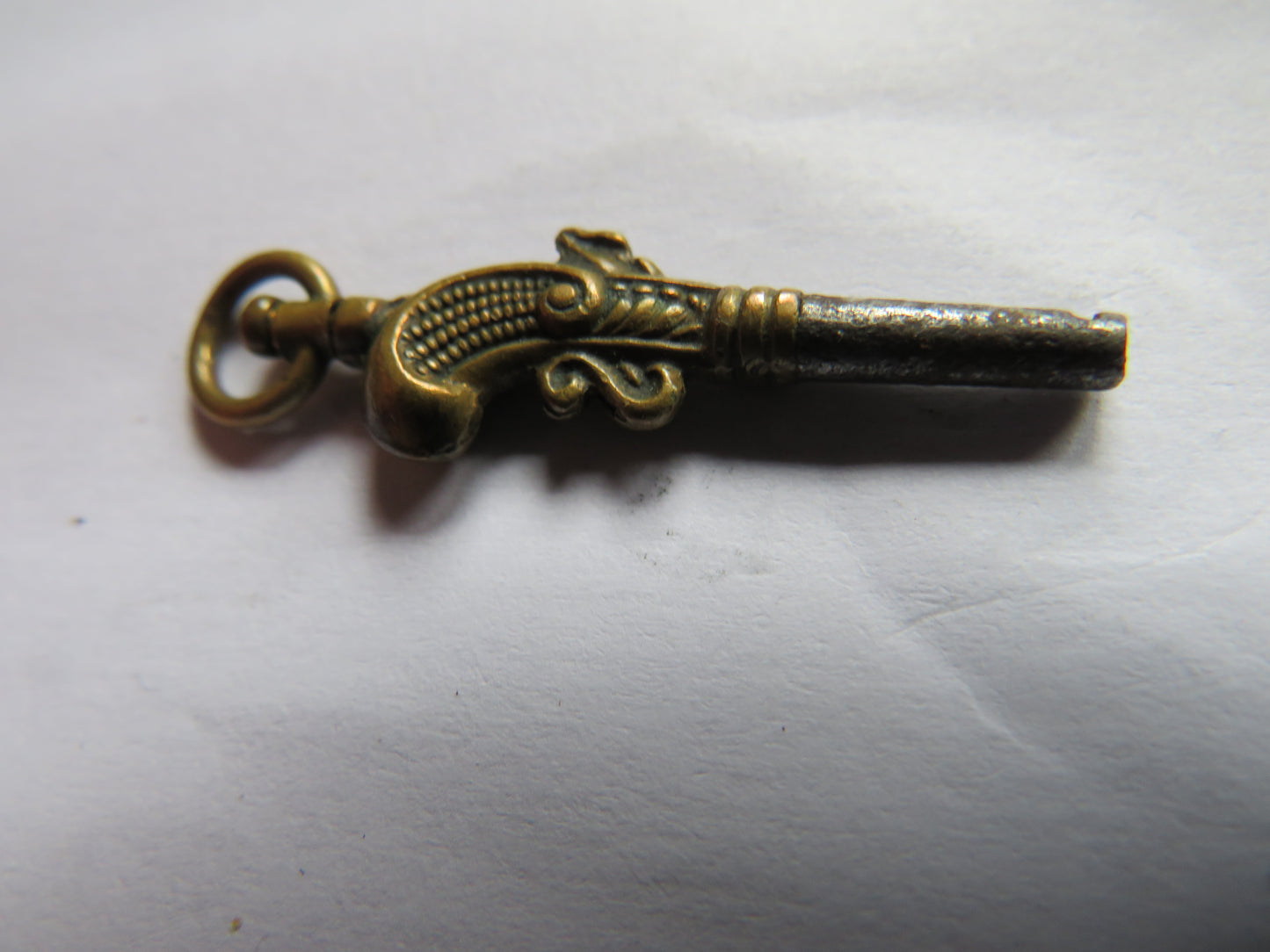 Antique Pocket Watch Key In Shape of Flint Lock Pistol, Gun
