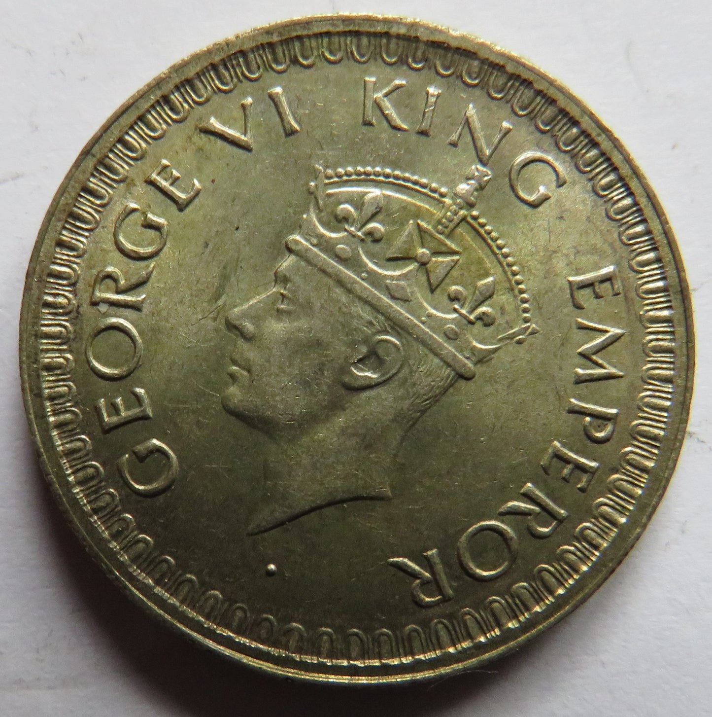 1943 King George VI India Silver 1/2 Half Rupee Coin