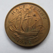 Load image into Gallery viewer, 1942 King George VI Halfpenny Coin Higher Grade
