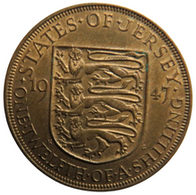 Load image into Gallery viewer, 1947 King George VI States of Jersey 1/12th of a Shilling Coin.
